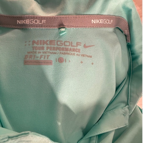 Nike Golf Tour Performance Sleeveless Polo Shirt Mint Green Orange Trim Large - Picture 3 of 10